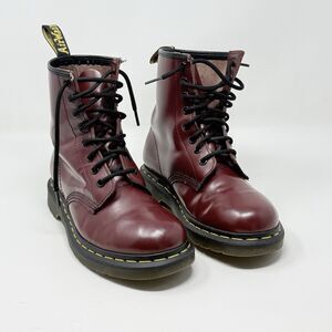 Dr. Martens 1460 Combat Boots Womens 7 Cherry Red Leather Grunge Punk Docs